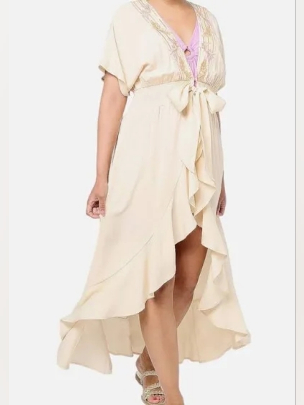 NWT Embroidered tie waist Caftan Dress Size XL